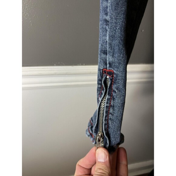 Laze Jeans Jeans Womens 3 Blue Skinny Ankle Zip Red Stitching Heart Pockets - Picture 4 of 11